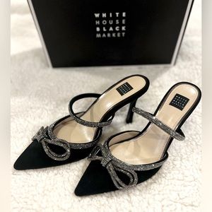 White House Black Market Rhinestone Bow Heels